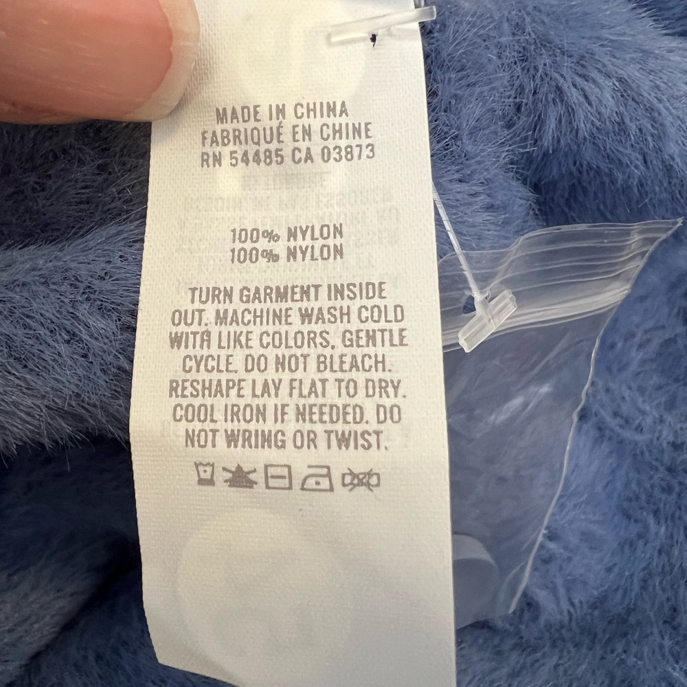 Aerie Fuzzy Cropped Cardigan Sweater Size Women’s Large Color Blue - Picture 8 of 10